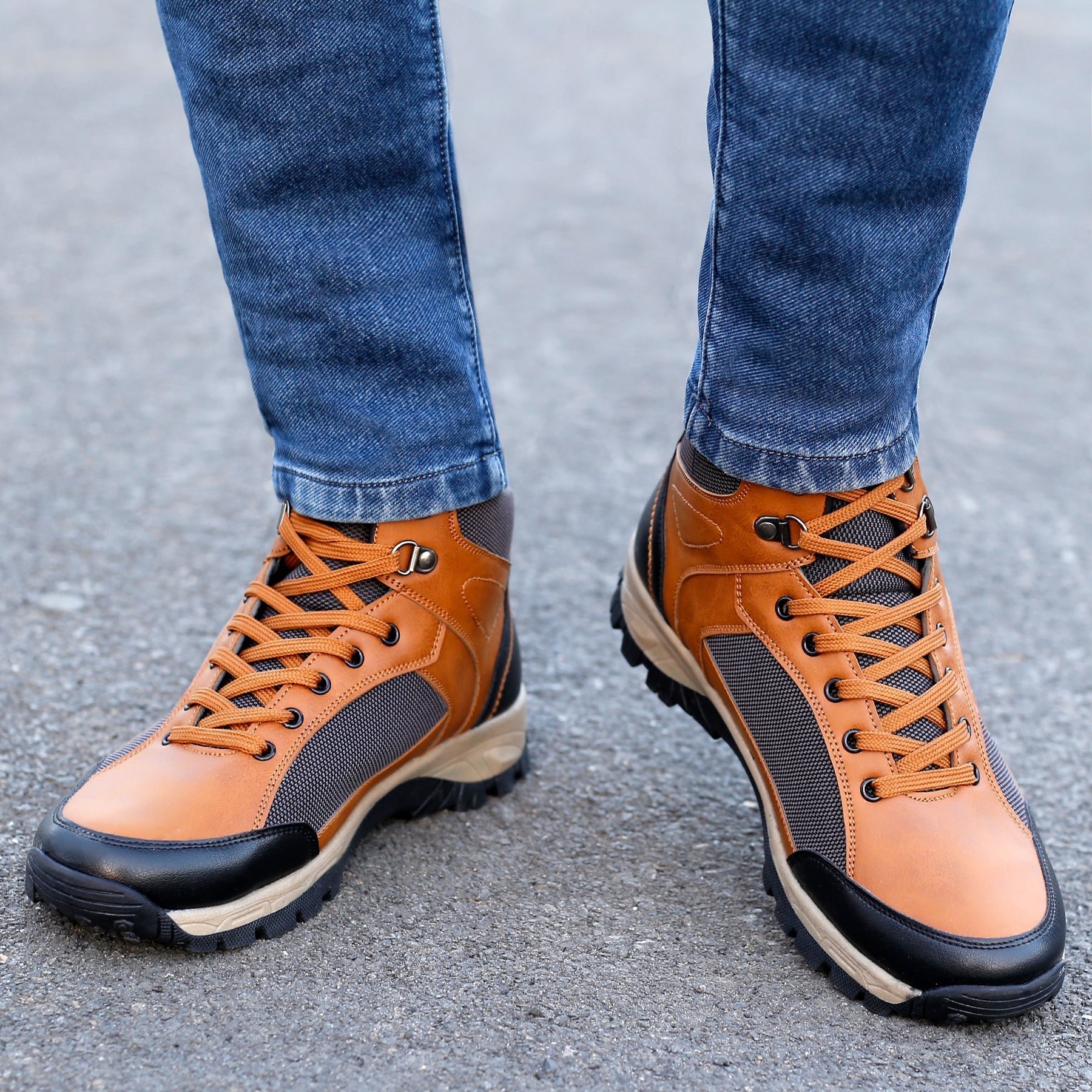 Bacca Bucci Men's HIKE 5-Eye Moto-Inspired Light-Weighted Mountaineering Backpacking Trekking & Hiking Boots