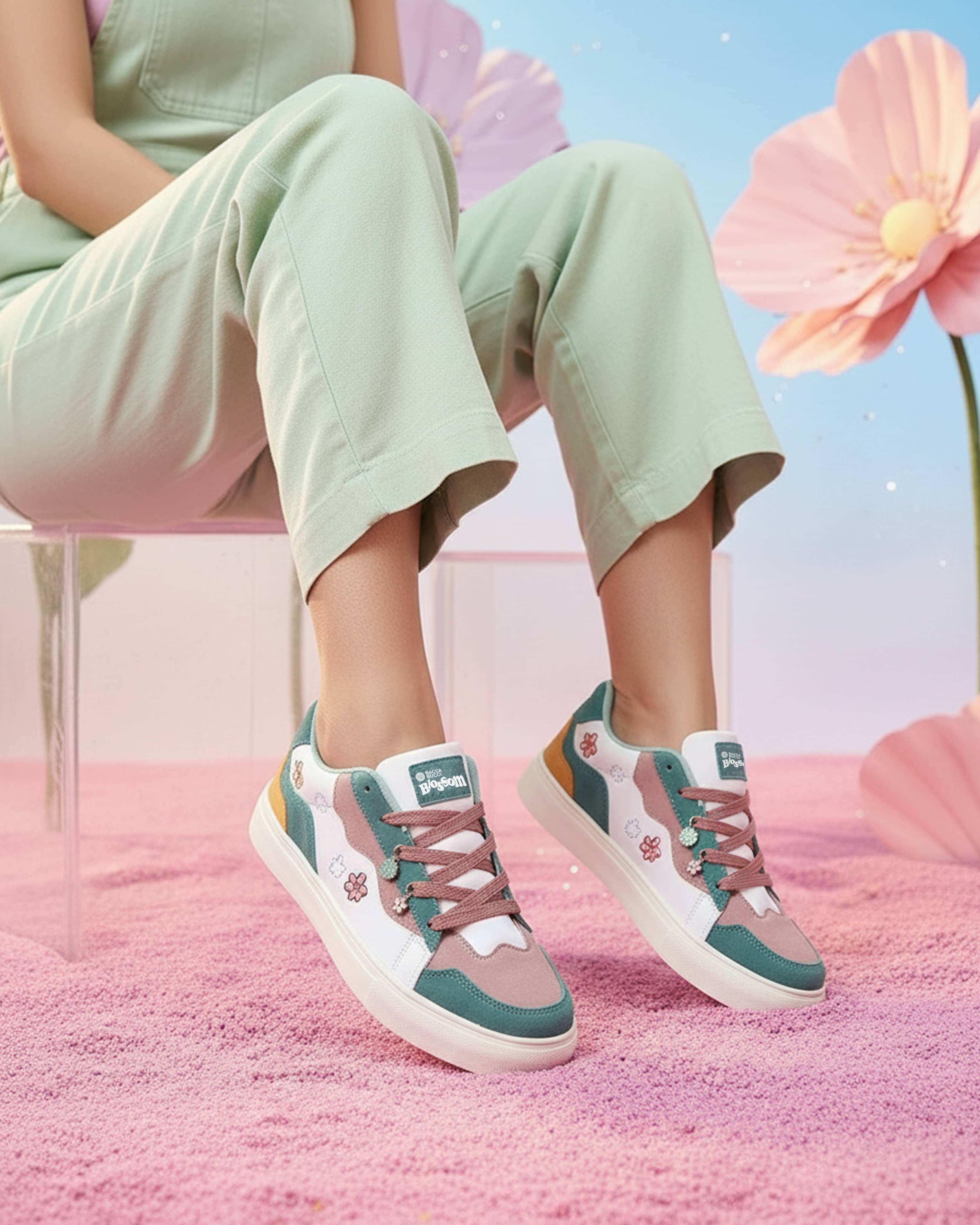 Bacca Bucci Blossom—Fresh Bloom Leather Sneakers for Women