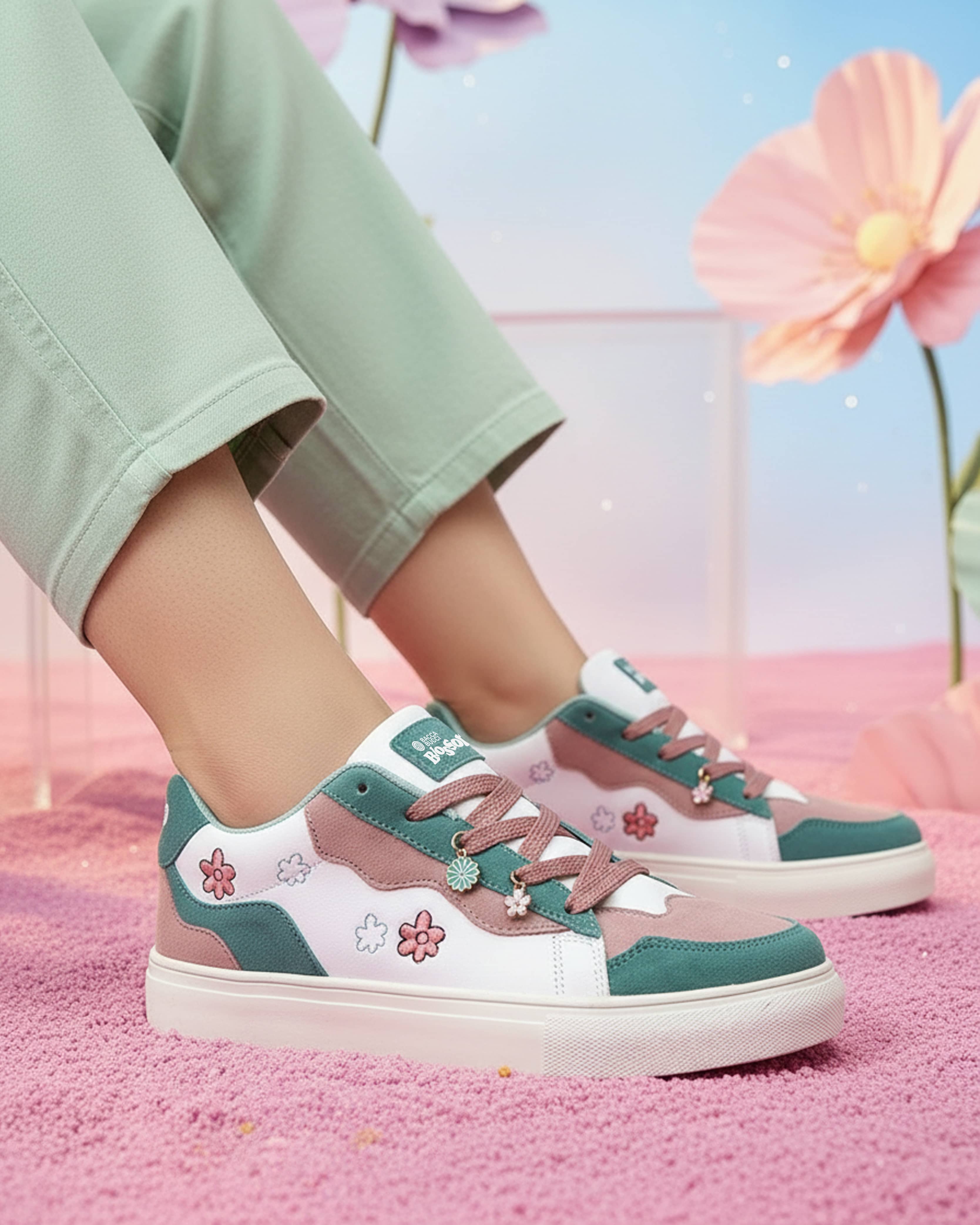 Bacca Bucci Blossom—Fresh Bloom Leather Sneakers for Women