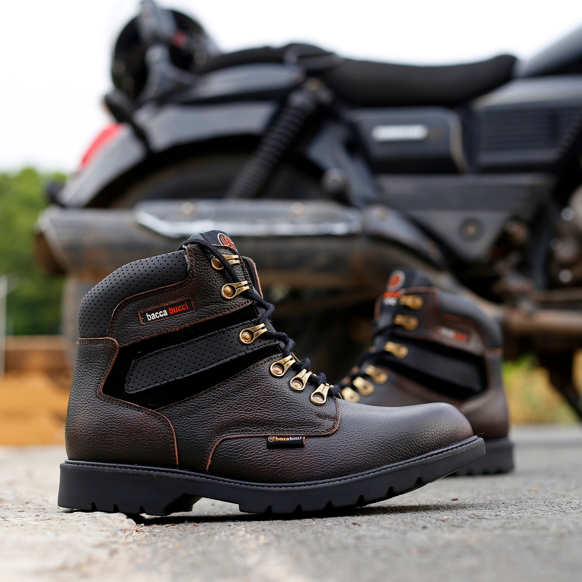 leather boots, leather boots for men, brown leather boots, brown lace up boots, grain leather outdoor shoes, steel toe cap boots