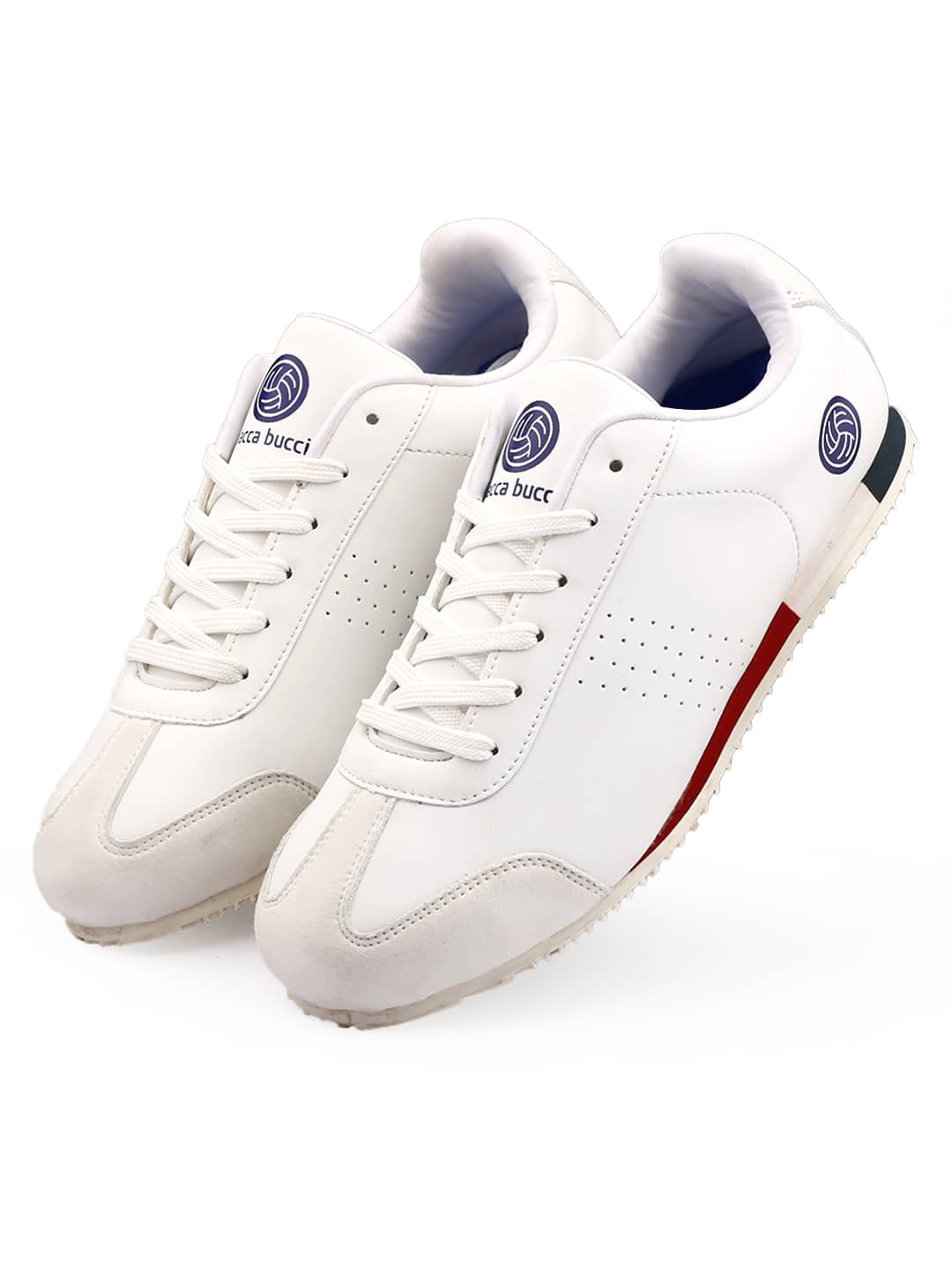 Bacca Bucci Zest RetroDash Sneakers – Sleek White Elegance with a Sporty Red Heel Pop