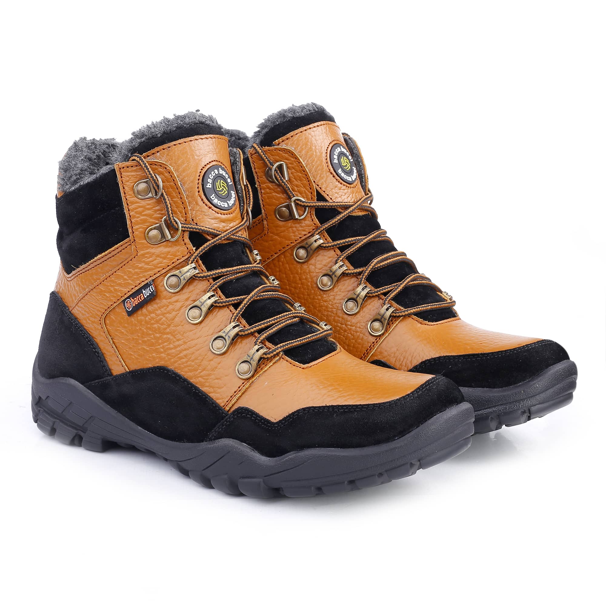 Bacca Bucci Men's KAILASH Splash Leather Boots for Trekking Backpacking & Hiking with Fur