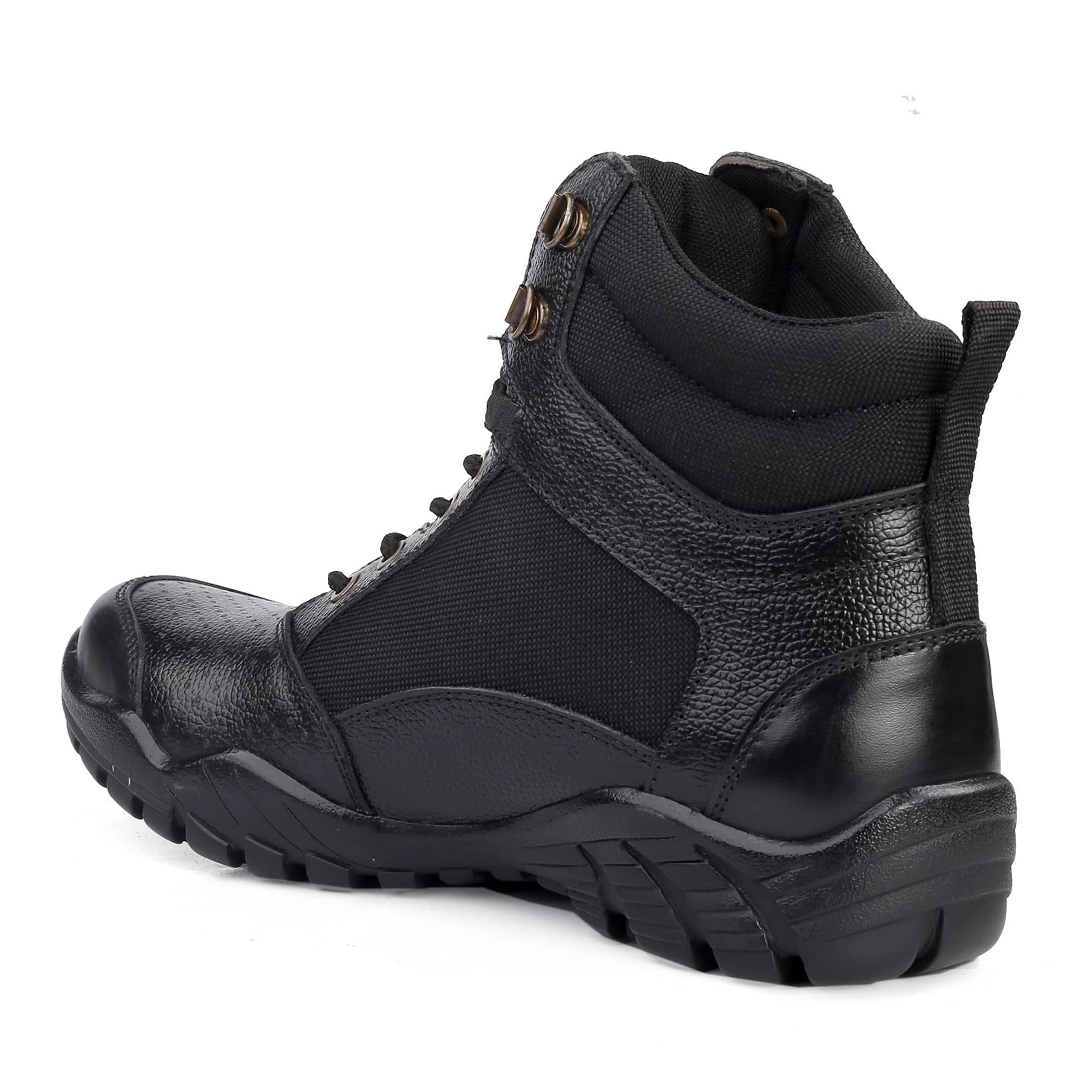 Bacca Bucci Men's LHOTSE Splash-Proof Full-Grain Leather Biker Boots for Trekking, Backpacking & Hiking