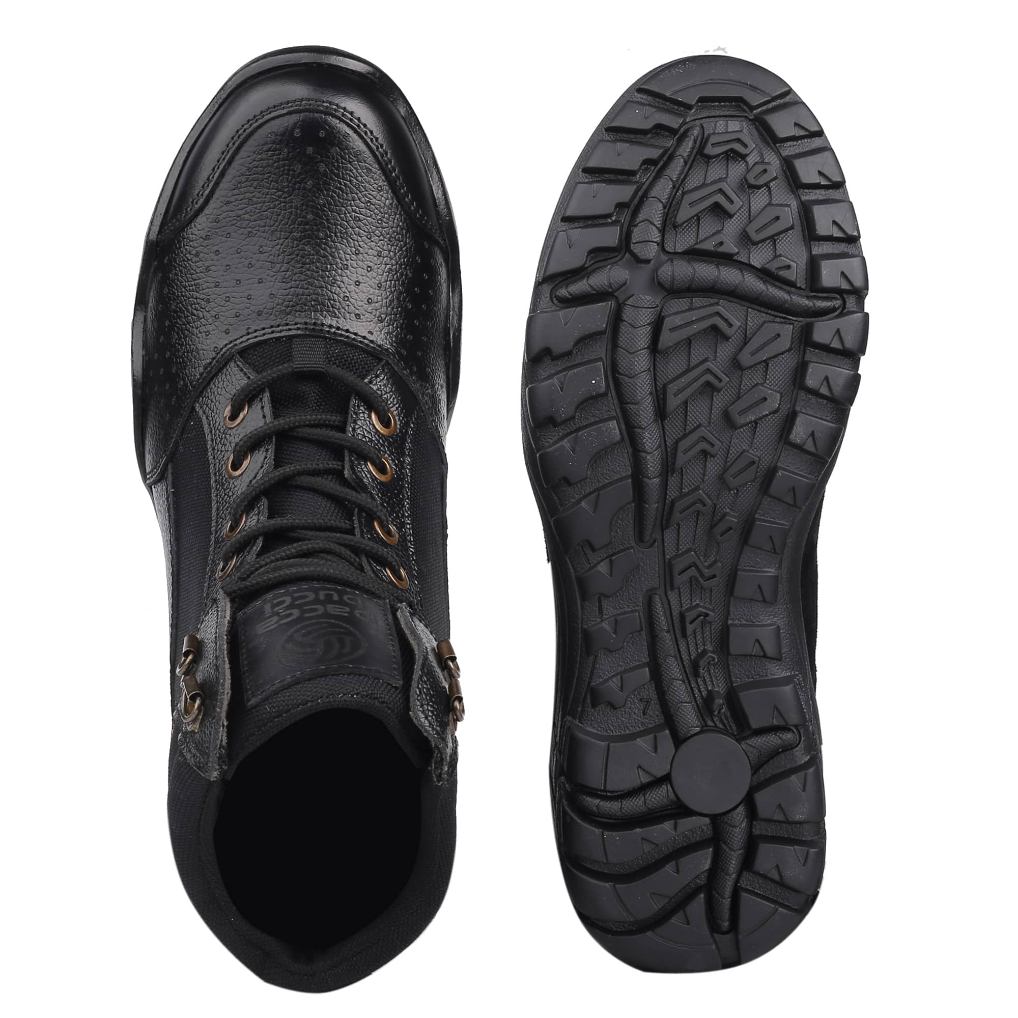 Bacca Bucci Men's LHOTSE Splash-Proof Full-Grain Leather Biker Boots for Trekking, Backpacking & Hiking