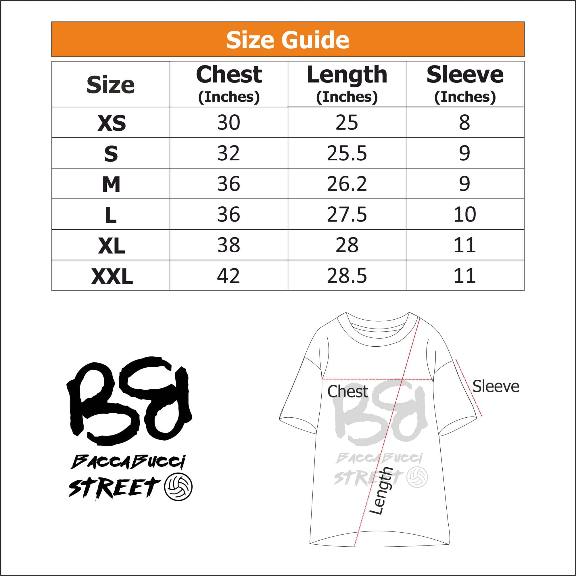 Oversized tee shirts Size Chart